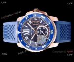 Swiss Replica Calibre De Cartier Diver Watch Rose Gold Blue Face 